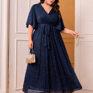 Robe pailletée manches papillon ceinturé