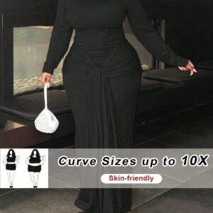 Robe de soirée longue rouge grande taille à manches longues avec ourlet extra long, pour graduation, célébration